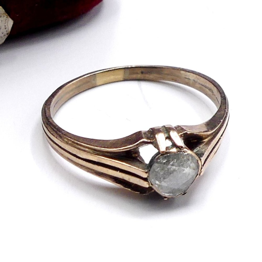 Antique 10k gold Georgian rose cut diamond foil ba - Picture 1 of 14